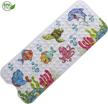 Resistant A La Moisissure Et Lavable En Machine Avec Motifs Pour Bebe Magic Ideas Tapis De Bain Antiderapant Pour Enfant Tapis De Douche Extra Long 100 X 40 Cm Tapis De Bain
