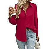 Zeagoo Button Down Shirts for Women Dressy Casual Floral Printed Collared Chiffon Blouse Long Sleeve Business Work Tops