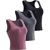 NELEUS Women's Running Crop Tank Tops Dry Fit Workout Athletic Crop Shirts Pack of 3