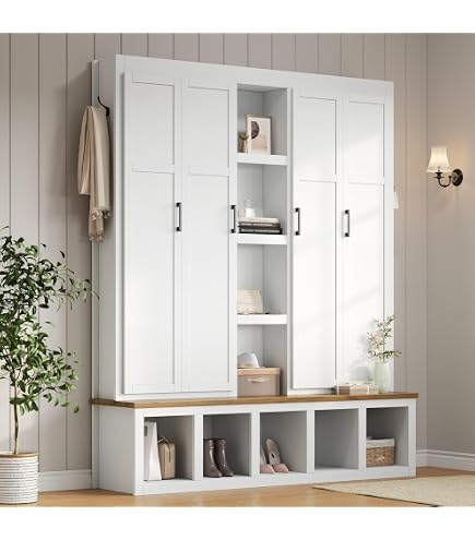 Amazon.com: Merax Modern Farmhouse Hall Tree with Bench, 4-in-1