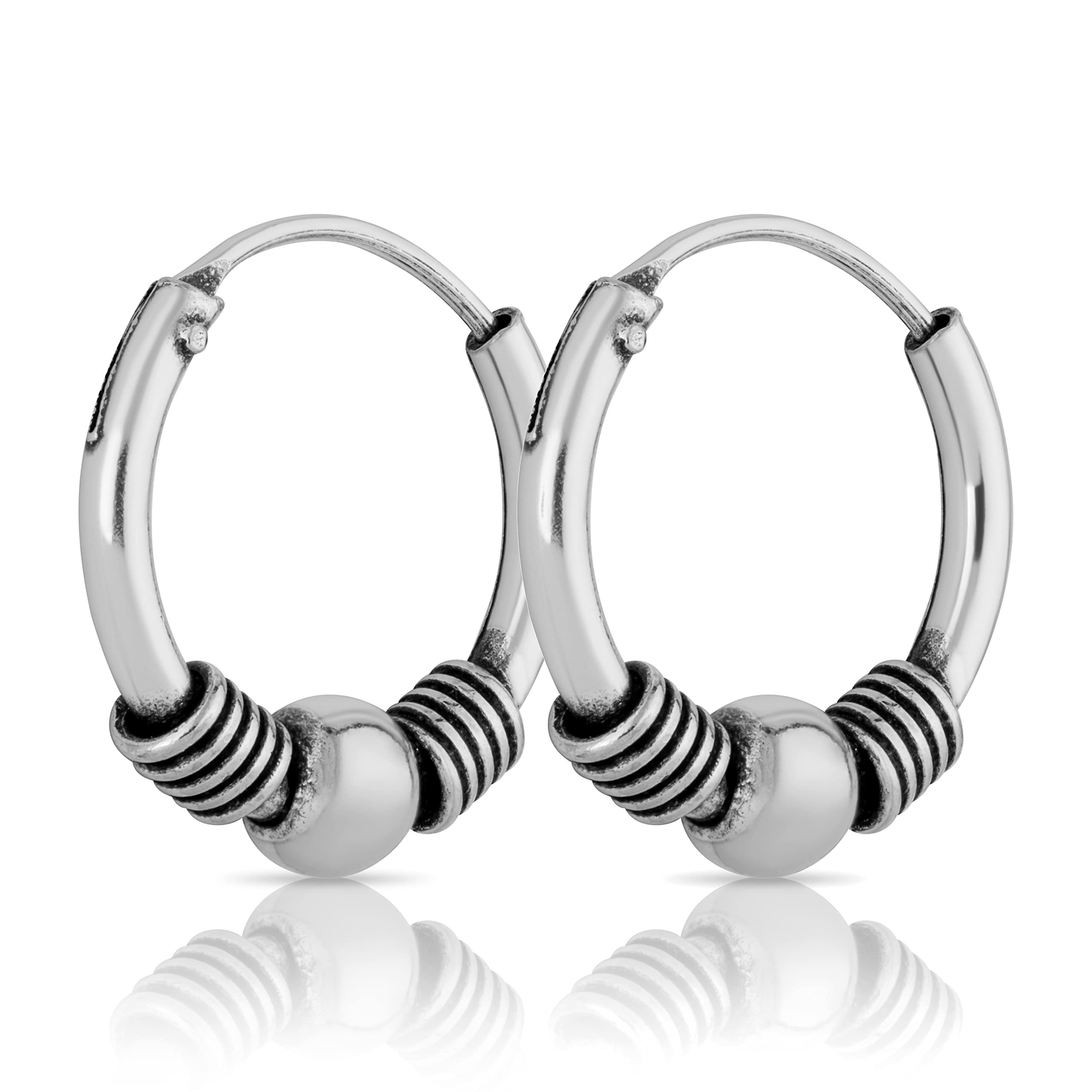 NKlaus pair of Bali Creoles 14mm in 925 Sterling Silver Medieval Gothic Earrings 2631