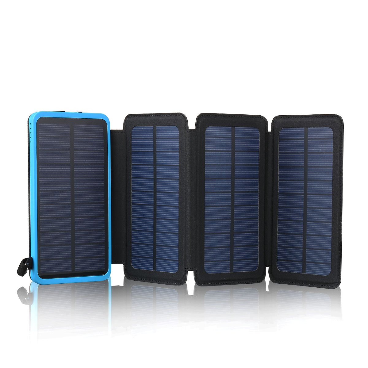 Solar Charger Power Bank 10,000mAh With 1+3PCS Solar Panels - FLOUREON Portable Mobile Phone Solar Charger Power Bank Dual USB 1.0A/2.1A Max IP67 Waterproof LED SOS Flashlight External Battery for iPhone, iPad, Samsung Galaxy and Android Ph