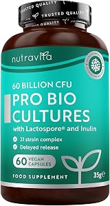 Nutravita Probiotics 60 Billion CFU 21 Strain Complex UK Made 60 Vegan Caps