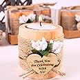 HTF Pack of 10 Wedding Gifts Wood Tealight Candle Holder, Bridesmaid Gifts, Bridal Shower Gifts, Engagement Gifts, Wedding Decorations, Wedding Favors for Guests (Wedding, Light Brown)