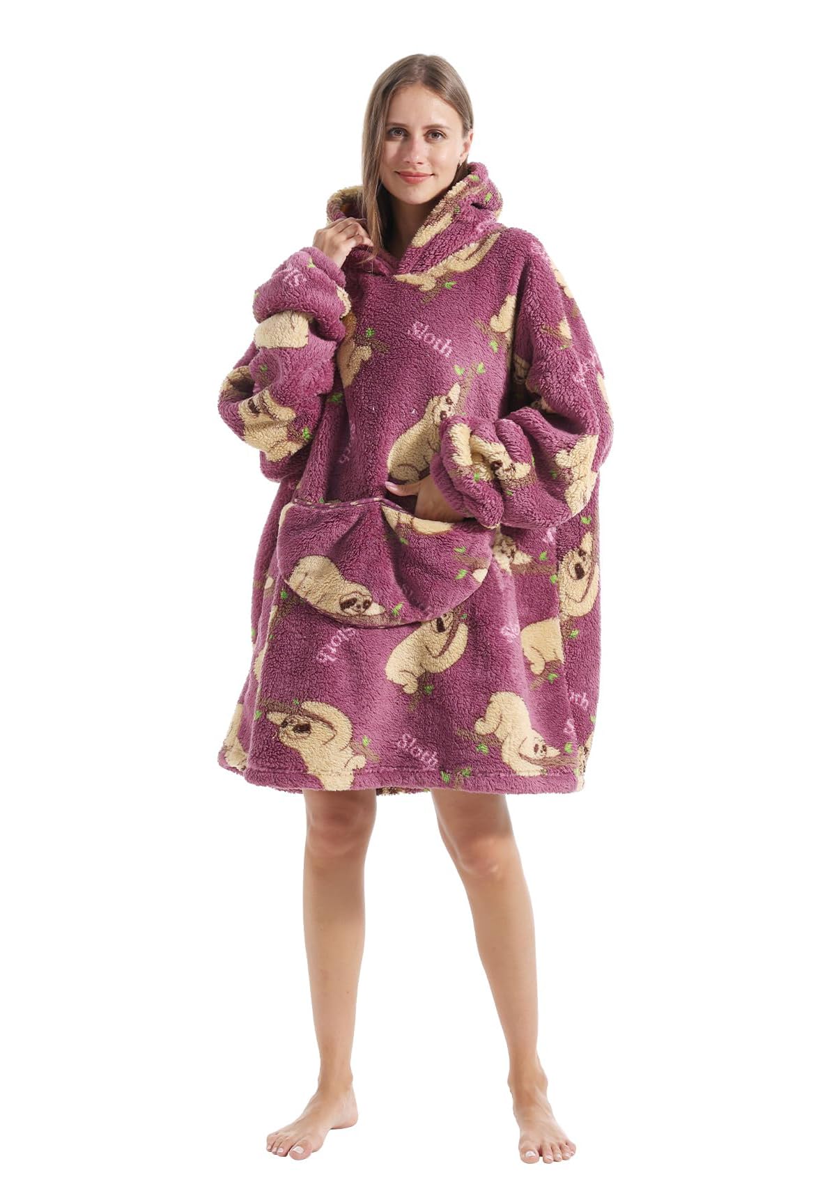 Oversized Blanket Hoodie for Women and Men - Sherpa Fleece Thick Warm Hoodie with Giant Pocket Super Cozy Wearable Blanket Hoodie for Teens