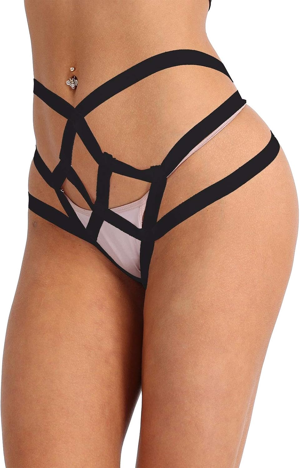 Freebily Women Lingerie Strappy Tanga Panties Thong Underwear Width Cage Briefs: Clothing