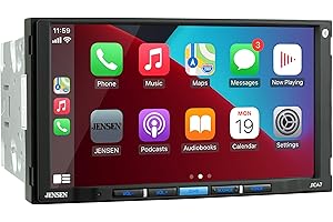 JENSEN J1CA7 7-inch Certified Apple CarPlay Android Auto | Double DIN Touchscreen Car Stereo Radio | Bluetooth Hands Free Calling & Music Streaming | Backup Camera Input | USB Playback & Charging