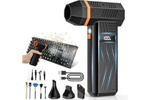 Compressed Air Duster, 4-Gear Adjustable 180000RPM Electric Air Duster with Display Screen & LED Light, 5000mAh Rechargeable 