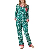 HMPEAIIY Women Y2k Monkey Pajamas Set Button Down Sleepwear Loungewear Pjs for Jammies Party Christmas Thanksgiving Gift