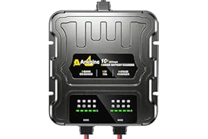 2 Bank Marine Battery Charger, 20A (10A/Bank) 12V Waterproof IP68 On board Marine Charger with Overcharge Protection & Temper