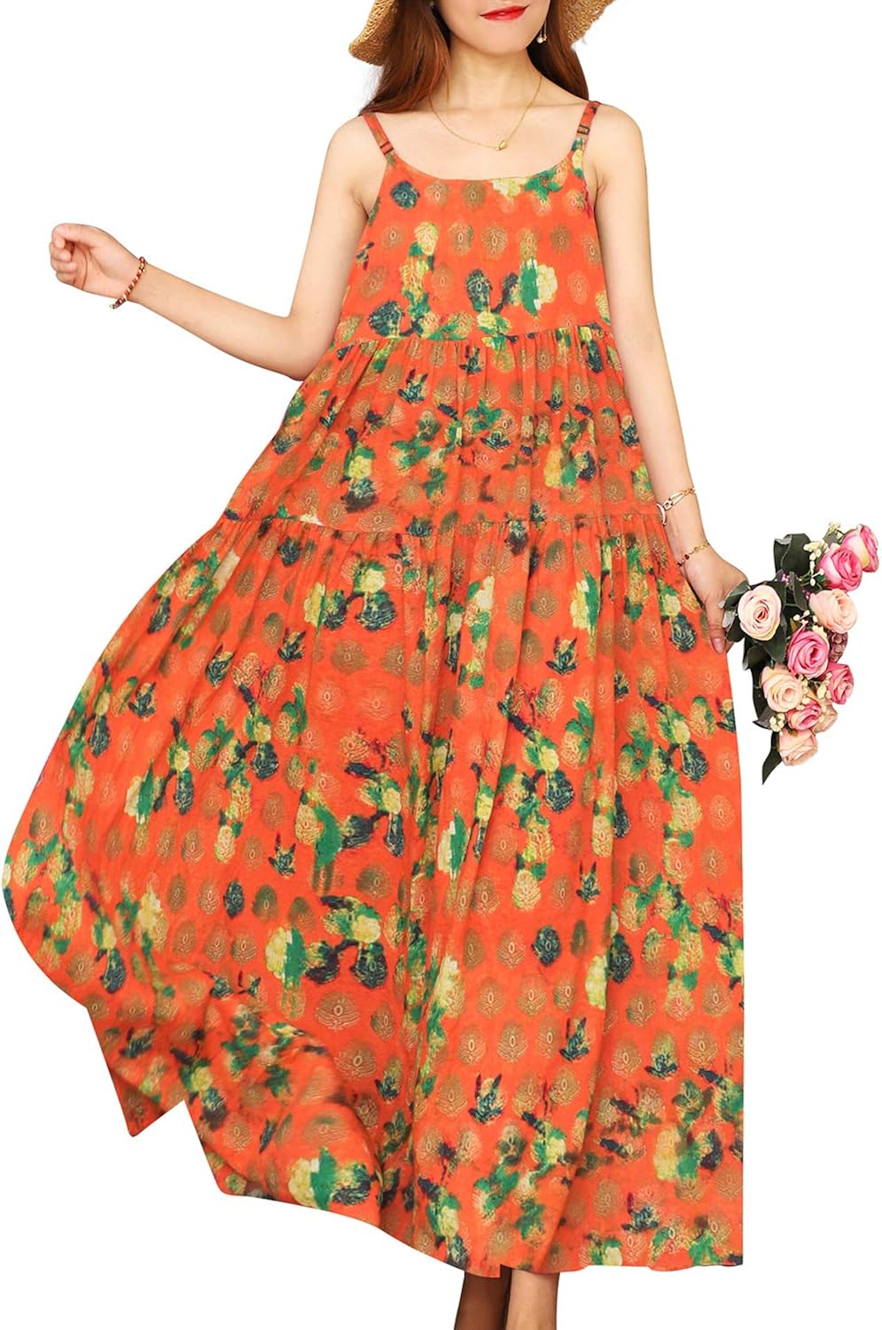 YESNO Women Plus Size Casual Long Maxi Summer Beach Swing Dresses