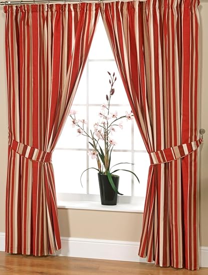 Red Wine Beige And Cream Ready Made Curtain 90 X 90 Regency