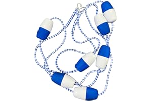 Poolzilla 16ft Swimming Pool Safety Rope and Float Kit Pre-Assembled Shallow End Divider with Stainless Steel Hooks