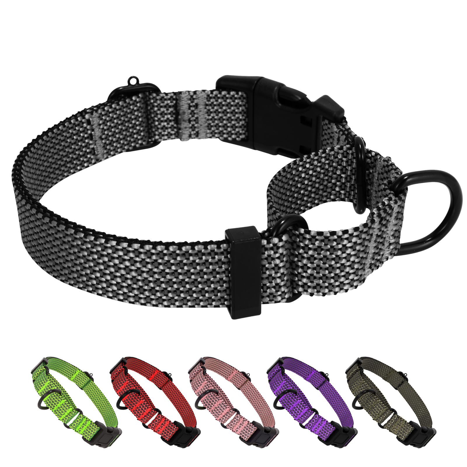 BXPAW Martingale Dog Collars Adjustable Training Martingale Collar for Dogs - Reflective No Pull Dog Collar with Quick Release Buckle (Red, Medium)