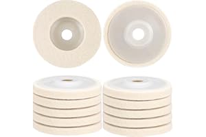 GEKUVIX 12-Pack 4 Inch Wool Polishing Wheel Discs for Angle Grinder, High-Density Felt Buffing Pads for Car Waxing, Metal Polishing, Woodworking, Jewelry & Glass Finishing (Durable Abrasive Tools)