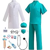 BanKids Doctor Costume for Kids Career Day Pretend Playset Doctor Role Play Stethoscope Lab Coat Kids Halloween Costume