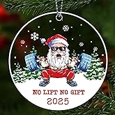 Santa Weight Lifting Ornament, Weightlifting Barbell Gym Ornaments for Christmas Tree, Funny Christmas Ornaments - Gifts for Weightlifters, Gym Lovers, Crossfit