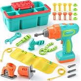 PLAY Kids Tool Set with 3-in-1 Toy Electric Drill &amp; Portable Tool Box | Pretend Play Construction Toys, Hands-on Learning Christmas &amp; Birthday Gifts for Toddlers Boys &amp; Girls Ages 3-5