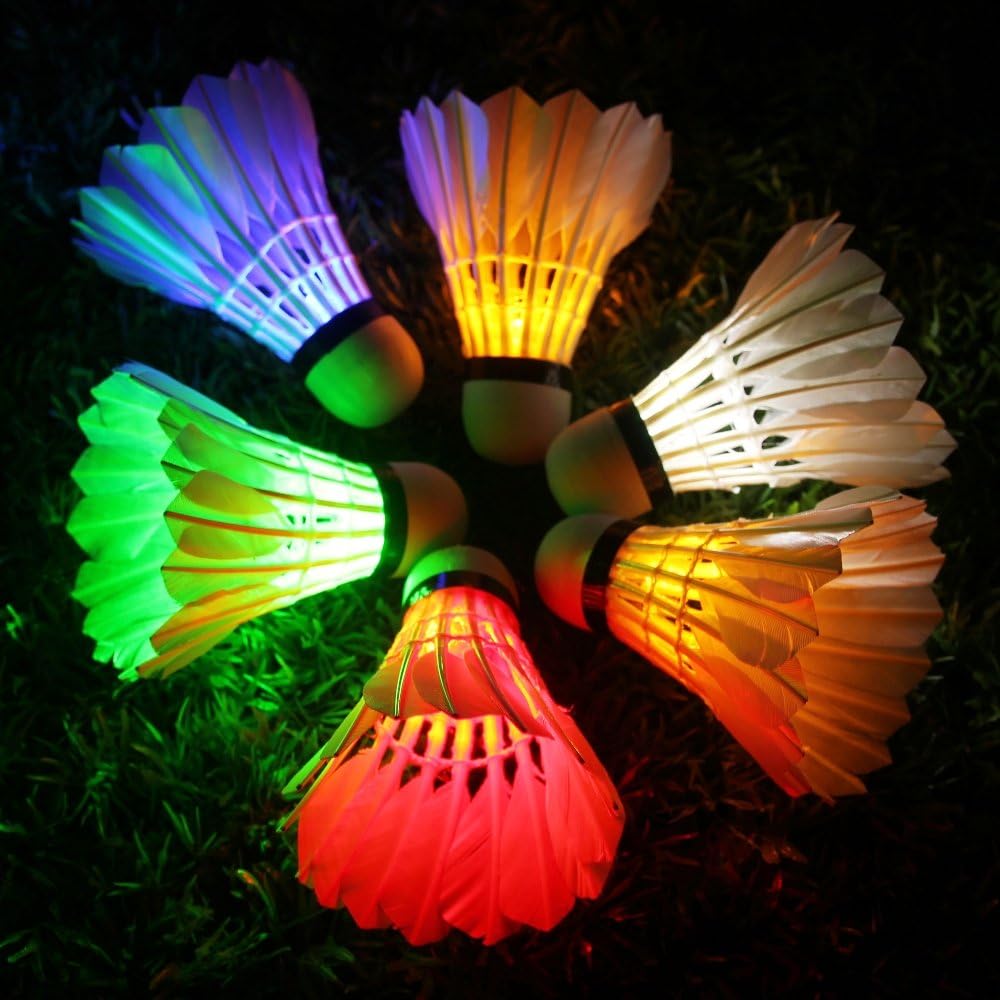 Badminton Birdies Shuttlecock, Inngree LED Shuttlecock Dark Night Goose Feather Glow Birdies Lighting For Outdoor Indoor Sports Activities Glow In The Dark