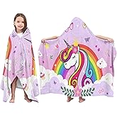 JOPJOLIW Kids Beach Towels Hooded Bath Towels for Girls, Rainbow Unicorn Toddler Beach, Bathroom, Pool Swim Towel for Girls 30 X 50 in