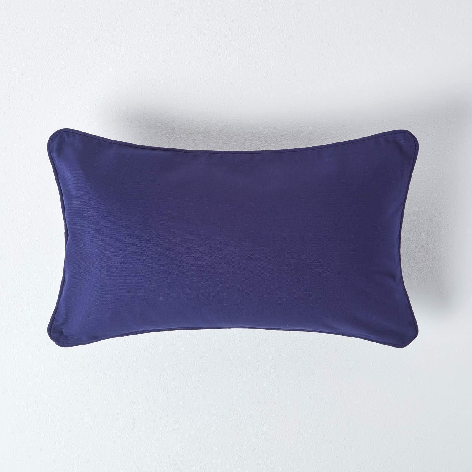 HOMESCAPES - 100% Cotton Plain Navy Cushion Cover - 30 x 50 cm Rectangular - 12 x 20 Inches - Dark British Navy - Sofa Cushion Pillow Cover - Washable — image 1