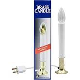 Creative Hobbies&reg; Electric Window Candle Lamp with Brass Plated Base, On/Off Switch, Light Bulb, Ready to Use!