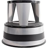 Rolling Step Stool, Cramer Kik-Step Heavy Duty Steel Stool with Wheels, Non-Slip, Holds 350 lbs (Silvertone)