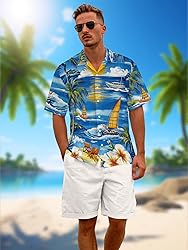 Hawaiian Shirts for Men Summer Beach Casual Short
