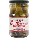 Sadaf Pickled Cucumbers with Spicy Dill - Spicy Pickles for Cooking, Flavoring or Snacking - Hot Dill Cucumber - Kosher - 24 Oz Jar