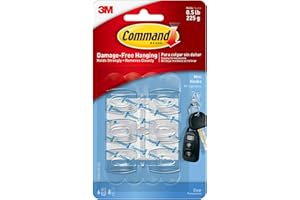 Command Mini Light Clips, Damage Free Hanging Light Clips with Adhesive Strips, No Tools Mini Wall Hooks for Hanging Decorations in Living Spaces, Six Clear Wall Hooks and Eight Command Strips