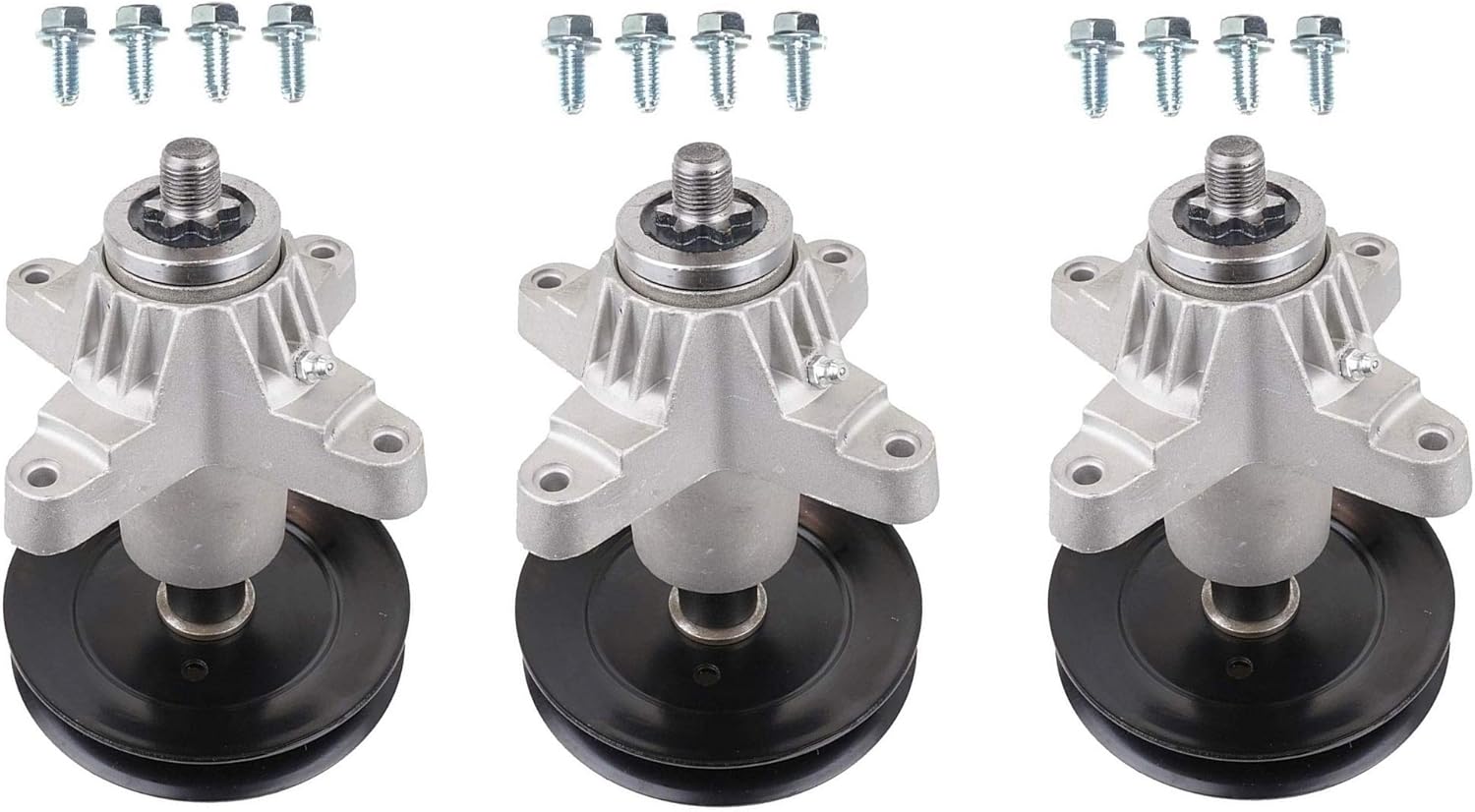 3 Spindles, 6 Point Star Shaft w/ Grease Zerk, Includes 12 Mounting Bolts Compatible With Spindle 618-0671 918-0671B 618-0671B 618-0671D 918-0671D 918-0671 618-04608 918-04608 618-04608A 918-04608A