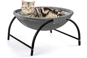 LIFLIX Elevated Cat Hammock with Removable Washable Plush, Stable Washable Cat Cot, Free-Standing Cat Bed for Indoor Cats, Ra