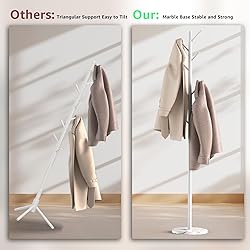 HzTinT Coat Rack with Natural Marble Base, Metal