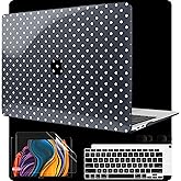 MEEgoodo for MacBook Air 13 inch Case 2021 2020 2019 2018 Released A2337 M1 A2179 A1932 with Touch ID, Plastic Hard Shell & Keyboard Cover Compatible with MacBook Air Case 13.3,White Polka Dot