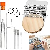 XPFXPF Knit Patch PatchMaker 2.0 Kit, Mini Darning Loom | Patchwork Weaving Tool Set, Portable Knitting Tool with 14 Hooks &amp; Stainless Steel Needles for Jeans, Socks &amp; Clothes