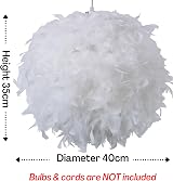 Klass Home Collection 40cm White Feather Light Shade Pendant Ceiling Lamp view 2
