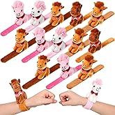 Sumind 15 Pcs Horse Party Favors Stuffed Animal Slap Bracelets for Kids Cute Plush Animal Slap Bracelets Cowboy Cowgirl Valentines Stuffed Toy Bulk for Boys Girls Birthday Easter Classroom Gifts
