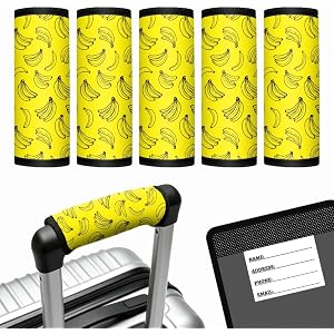 COMBLOOM Banana Luggage Handle Wrap 5 Pack, Neoprene Luggage Handle Wraps for Suitcase/Beach Bag/Backpacks Bright Suitcase Id