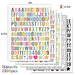 0.5 Inch Letter Stickers 2300 Pcs Multicolour