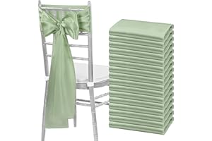 fani 60 PCS Sage Green Satin Chair Sashes Bows Universal Chair Cover for Wedding Reception Restaurant Event Decoration Banquet,Party,Hotel Event Decorations (7 x 108 inch)