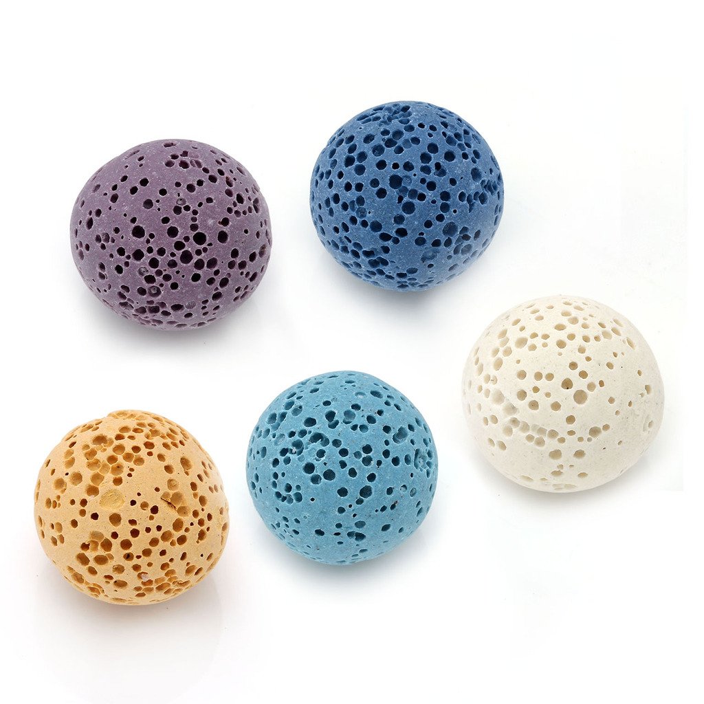 Top Plaza Aromatherapy Essential Oil Diffuser Necklace Silver 7 Chakras Locket Pendant With 5 Dyed Lava Stones(OM Symbol)