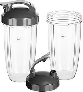 Replacement Cups 32 Oz with Flip Top To Go Lid Compatible with Original Nutribullet Blenders 600W & 900W 2 pack Replacement Parts & Accessories
