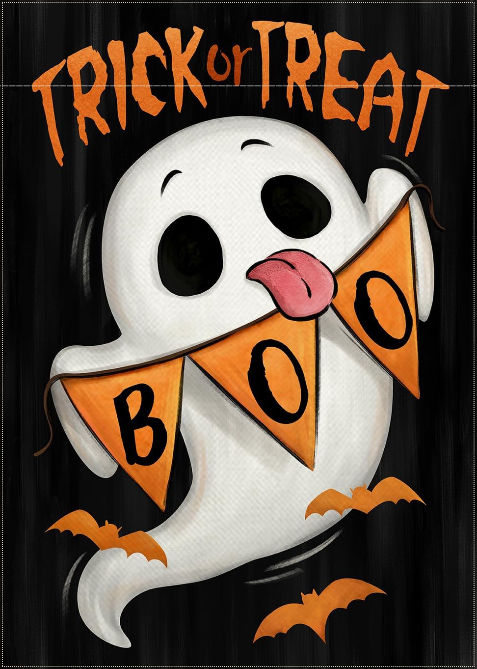 Flags - Covido Halloween Trick or Treat Ghost Boo Decorative Garden Flag, Spooky Bat Funny Yard Outside Decorations, Fall Holiday Burlap Outdoor Small Home Decor Double Sided 12 x 18