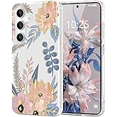 Pepmune Fit for Samsung Galaxy A16 Case Floral, Cute Clear Flower Cover for Women Girls Elegant Soft Transparent Luxury Gold Plated Shockproof Phone Case for Samsung Galaxy A16 5G, Blossom