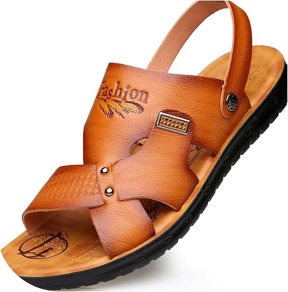 Amazon.com | Summer Beach Shoes Men Sandals Solid Casual Non Slip Dual use Sandals PU Ankle 
