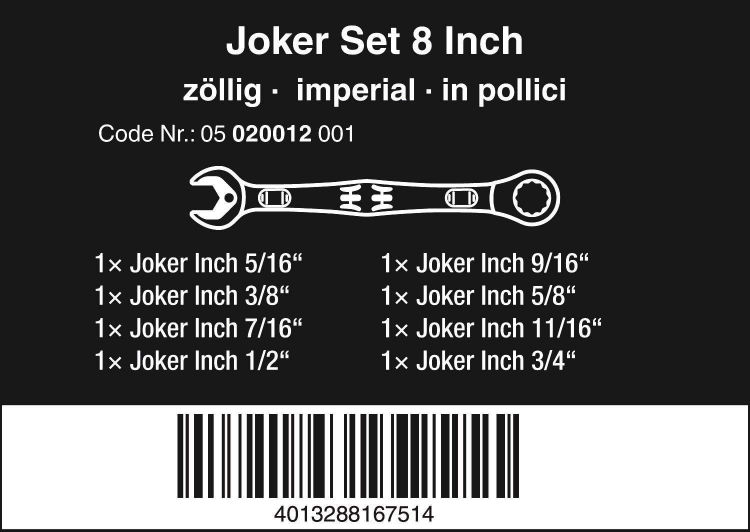 Wera 05020012001 6000 Joker 8 Imperial Set 1, Joker Maul-Ringratschenschlüssel-Satz, zöllig, 8-teilig 2