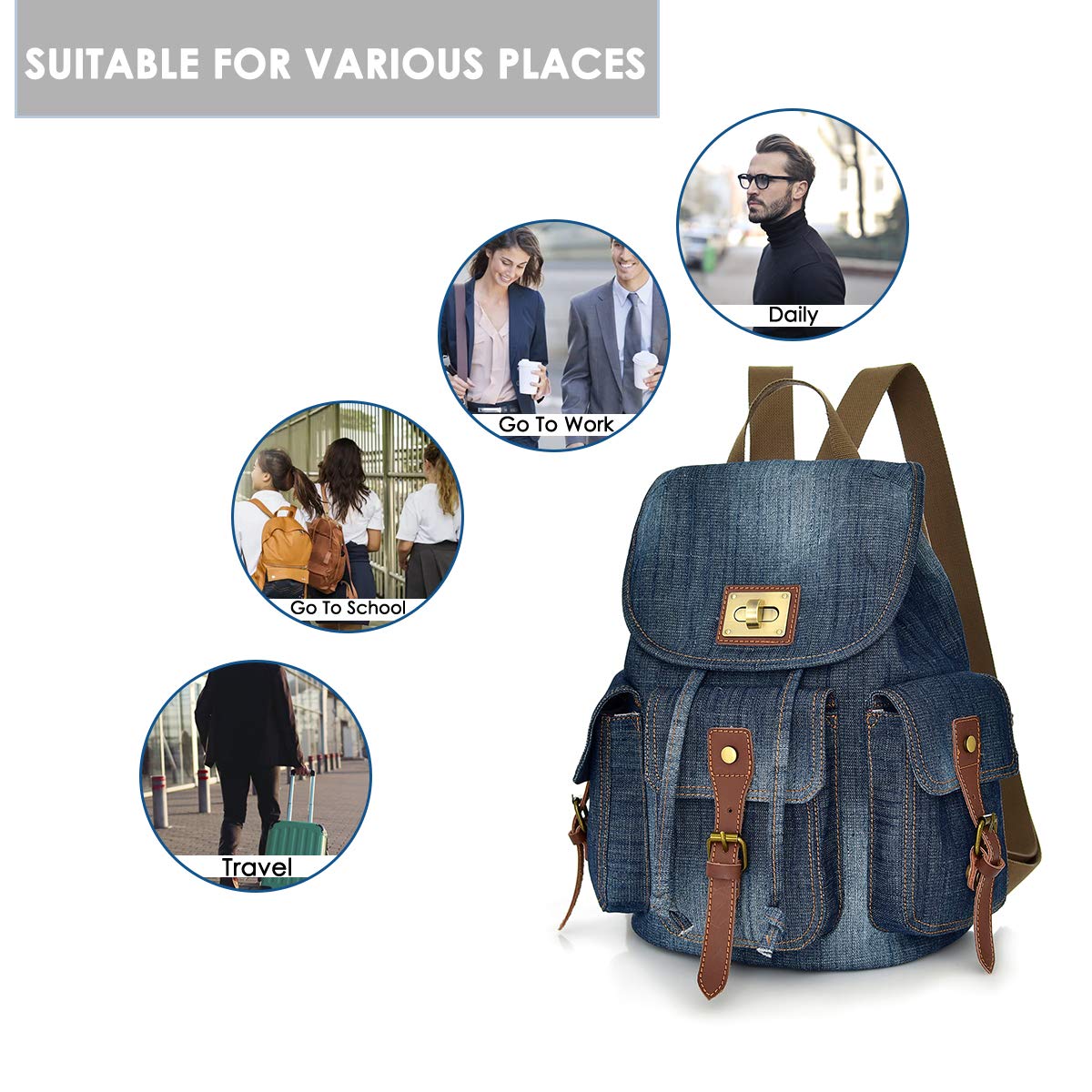 CHEREEKI Mochila, Mochilas de Viaje Hombres Mujer Bolsos de Mujer con Múltiples Bolsillos 14 Pulgadas Mochila Portátil para Negocio, Viaje, Trabajo