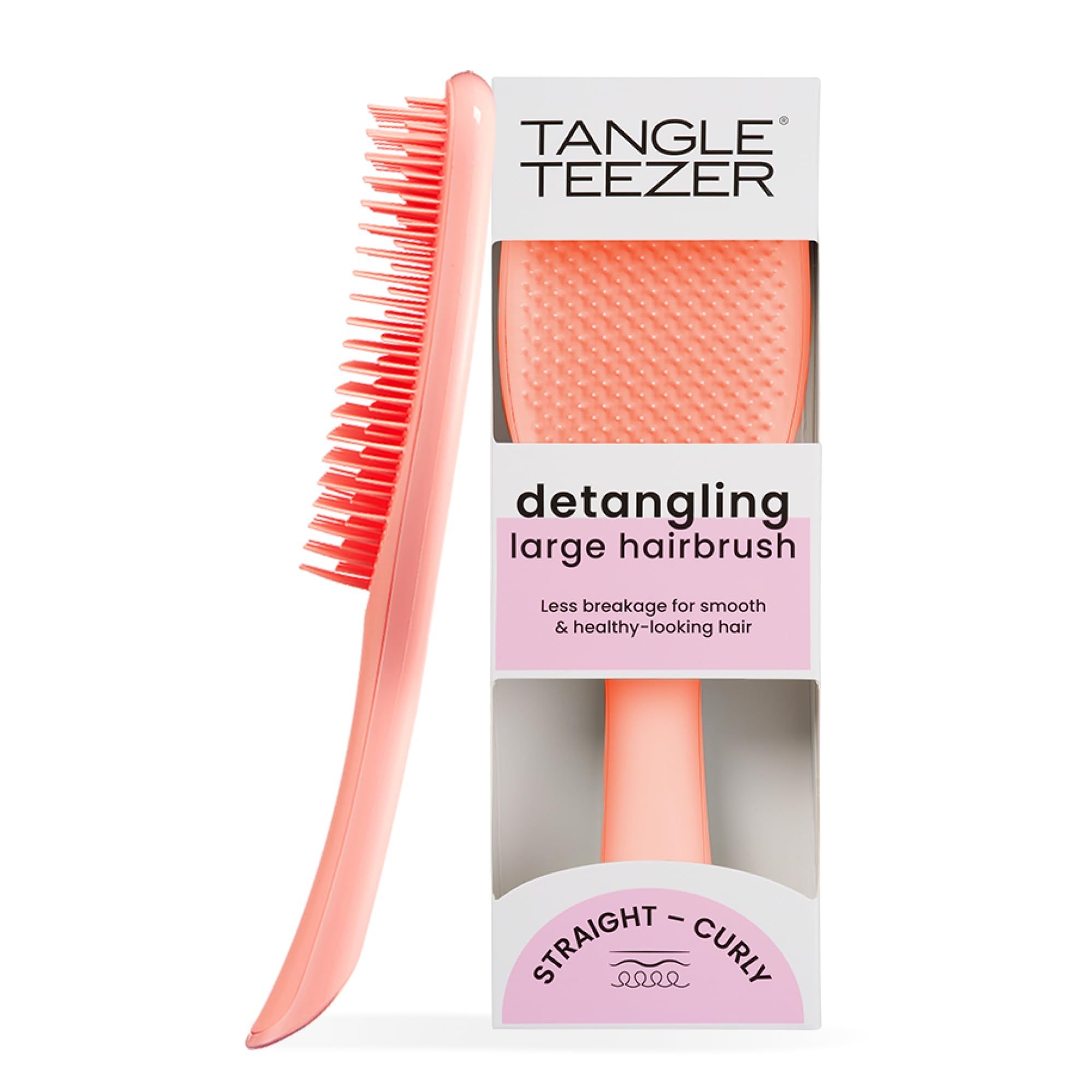 Tangle Teezer Large Ultimate Detangler Hairbrush - For Wet & Dry Hair - Detangling Brush for Thick, Curly & Long Hair - Two-Tiered Teeth Reduce Breakage & Eliminate Knots - Large Paddle - Peach Glow