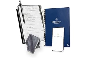 Rocketbook Fusion Reusable Undated Productivity Planner, Executive Size 6x8.8, Navy Blue - Goals, Monthly and Weekly Calendar, Daily To-do List, Lined and Dotted Notes Pages