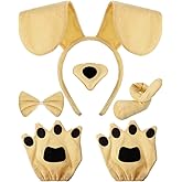 Syhood Puppy Dog Costume Set Ears Headband Bowtie Nose Tail Paw Gloves Accessories for Carnival